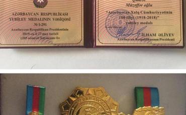Qüdrət Həsənquliyev yubiley medalı ilə təltif edilib