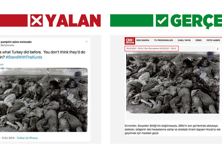 PKK terrorçularından iyrənc əməl: Xocalı qətliamının şəklini yayıb, Türkiyə ordusuna böhtan atdılar