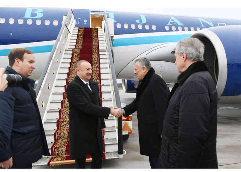 Prezident İlham Əliyev Rusiya Federasiyasına səfərə gəlib