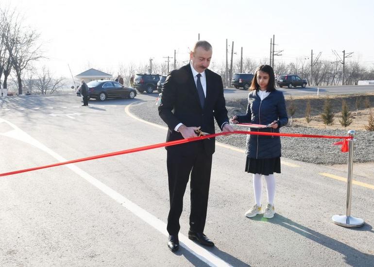 Prezident İlham Əliyev Ağstafada avtomobil yolunun yenidənqurma və bərpadan sonra açılışında iştirak edib