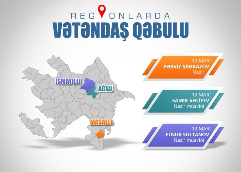 Energetika naziri və müavinləri üç rayonda vətəndaşları qəbul edəcək
