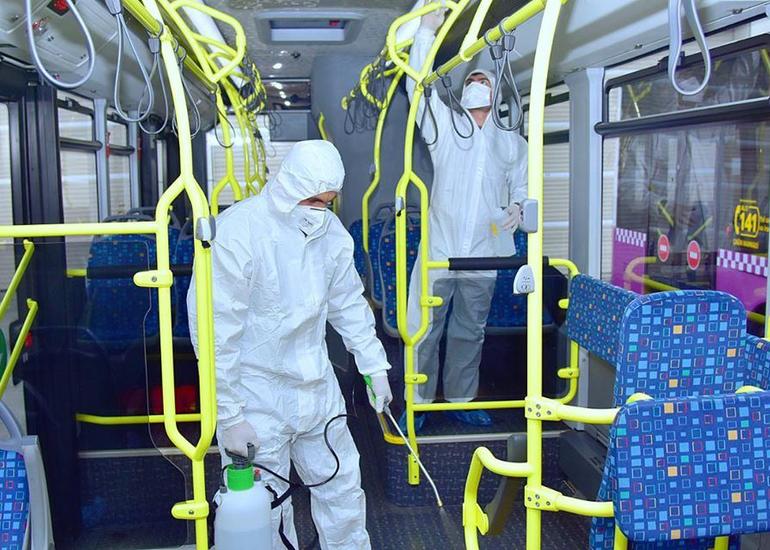 Bakıda avtobuslarda dezinfeksiya işləri gücləndirildi
