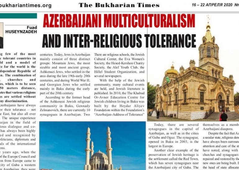 ABŞ-ın “Bukharian Times” qəzetində “Azərbaycan multikulturalizmi və dini tolerantlığı” adlı məqalə dərc olunub