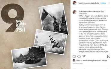 Mehriban Əliyeva faşizm üzərində qələbə münasibəti ilə Azərbaycan xalqını təbrik edib