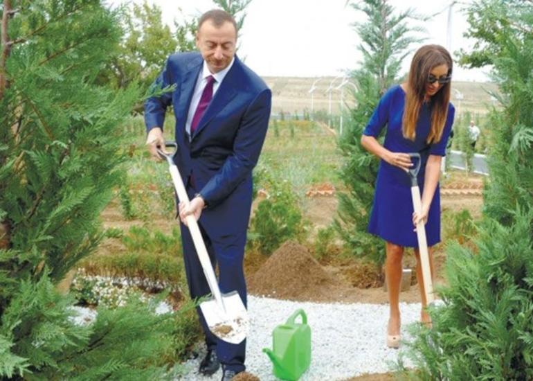 Prezident İlham Əliyev və birinci xanım Mehriban Əliyeva ulu öndər Heydər Əliyevin doğum günü münasibətilə ağac əkiblər