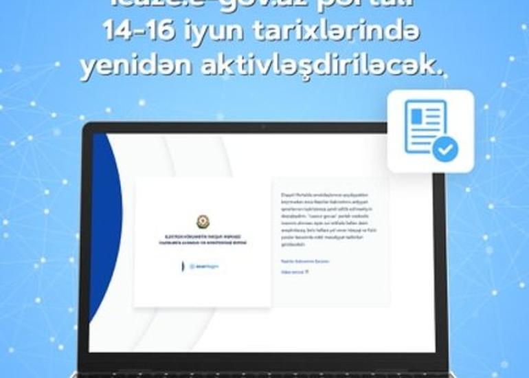 İcaze.e-gov.az portalı 14-16 iyun tarixlərində yenidən aktivləşdiriləcək