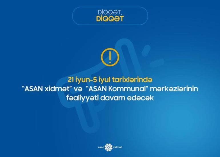 Sərt karantin rejimində “ASAN xidmət” və “ASAN Kommunal” mərkəzləri işləyəcək