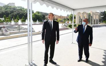Prezident İlham Əliyev Bakıda yerüstü piyada keçidinin açılışında iştirak edib