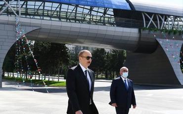 Prezident İlham Əliyev Bakıda yerüstü piyada keçidinin açılışında iştirak edib