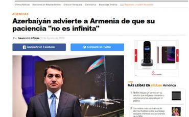 Hikmət Hacıyevin EFE informasiya agentliyinə müsahibəsi bir sıra ölkələrin qəzet və xəbər saytlarında dərc edilib
