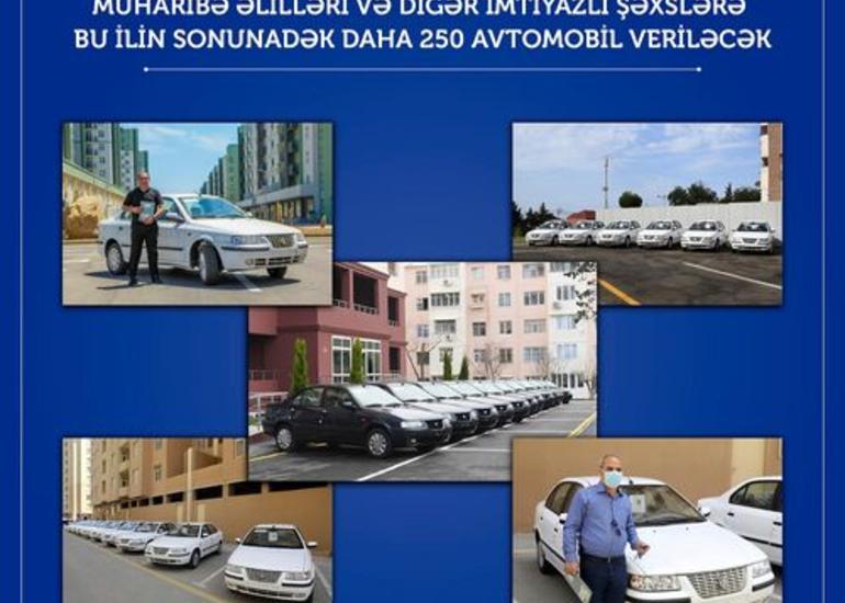 İlin sonunadək müharibə əlilləri və digər imtiyazlı şəxslərə daha 250 avtomobil veriləcək
