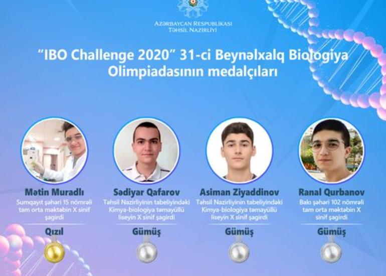 Azərbaycanlı məktəblilər beynəlxalq olimpiadada 1 qızıl, 3 gümüş medal qazanıblar