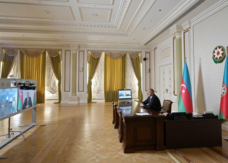 Prezident İlham Əliyev modul tipli növbəti hospitalın videoformatda açılışında iştirak edib
