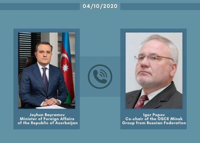 Ceyhun Bayramov və İqor Popov arasında telefon danışığı olub