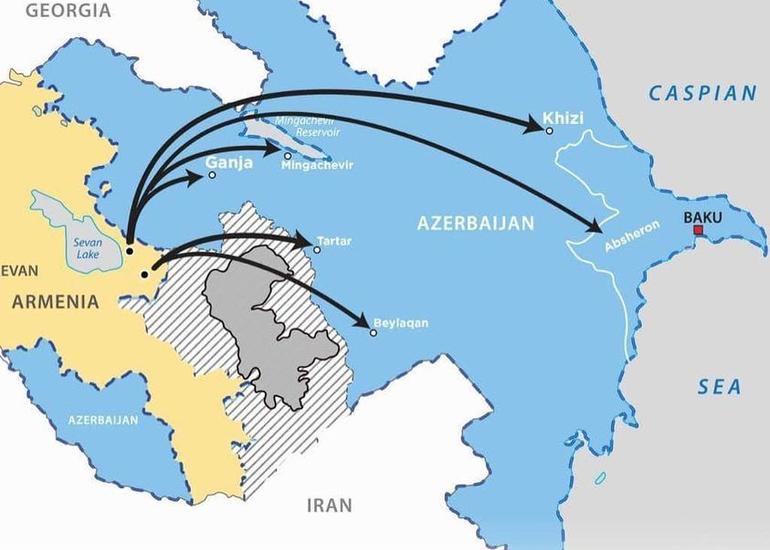 Azərbaycan ərazilərini hədəf alan raketlər haradan atılıb? - XƏRİTƏ