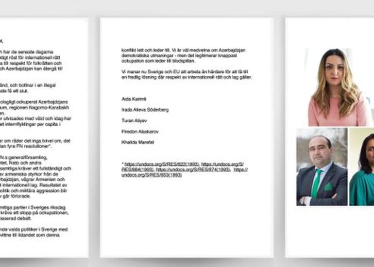 İsveçdə yaşayan Azərbaycan əsilli siyasətçilər ölkə Parlamentinə müraciət edib