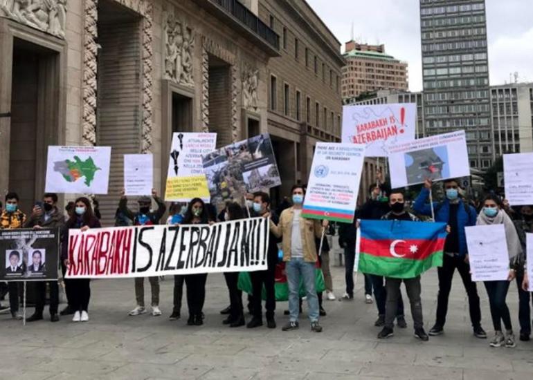 İtaliyada Ermənistanın təxribatlarına qarşı aksiya keçirilib