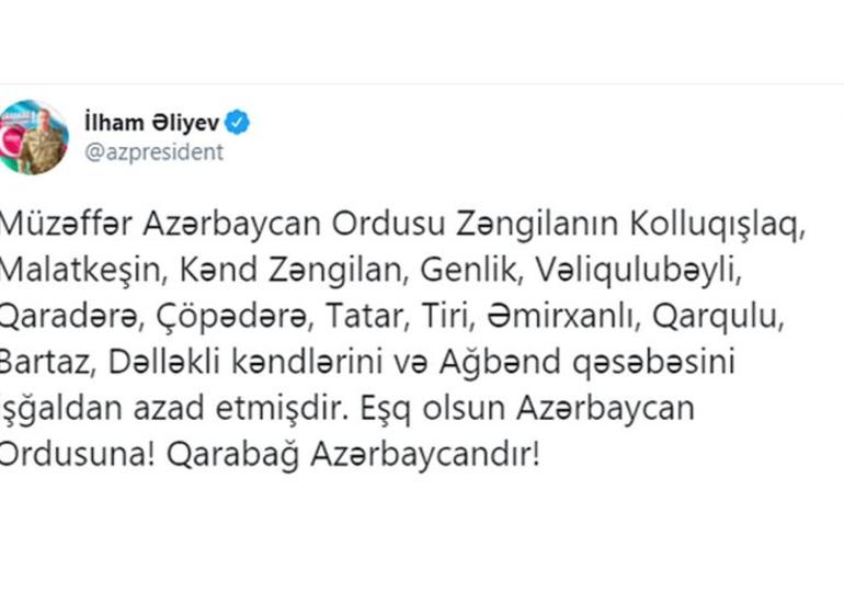 Zəngilanın daha 13 kəndi və bir qəsəbəsi işğaldan azad olunub