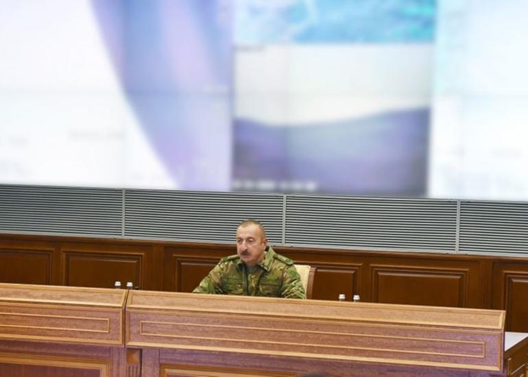 Prezident İlham Əliyevin rəhbərliyi ilə Müdafiə Nazirliyinin Mərkəzi Komanda Məntəqəsində operativ müşavirə keçirilib