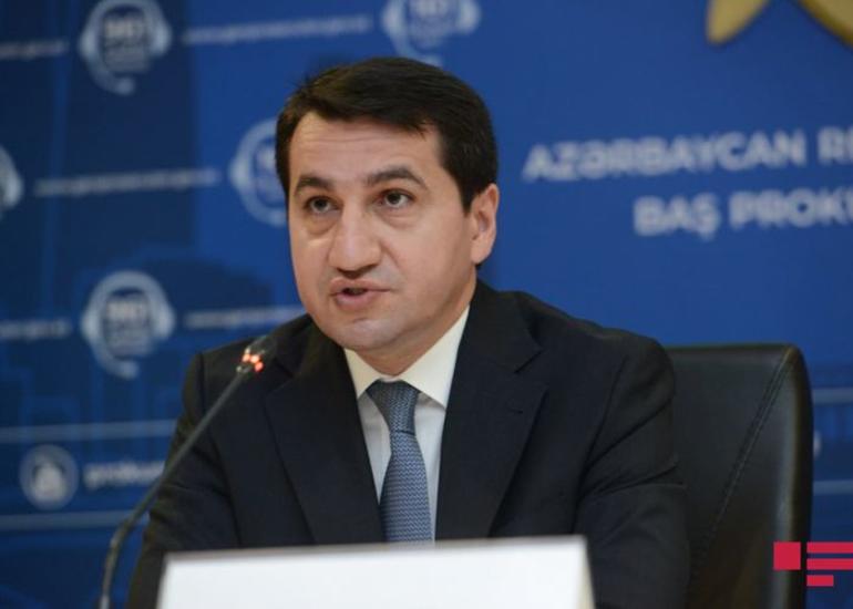 Hikmət Hacıyev: “Ermənistan çoxsaylı hərbi və insanlıq əleyhinə cinayətlər törədib”