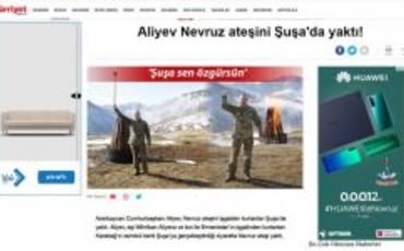 Türkiyə mediası: Azərbaycan Prezidenti İlham Əliyev Şuşada Novruz tonqalını alovlandırdı