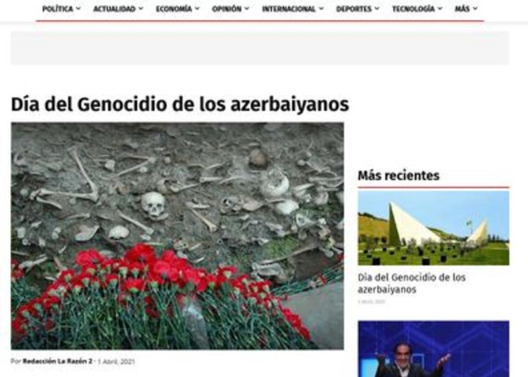 Peru mətbuatında Azərbaycanlıların soyqırımı ilə bağlı material dərc olunub