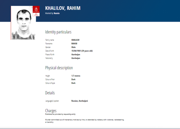 Rusiya qətldə təqsirləndirilən azərbaycanlını İnterpol xətti ilə axtarışa verib