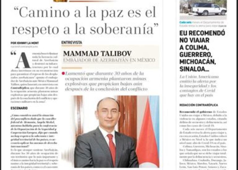 Azad edilmiş torpaqlarımızda görülən bərpa işləri və beynəlxalq ictimaiyyətin rolu Meksika mətbuatında dərc edilib