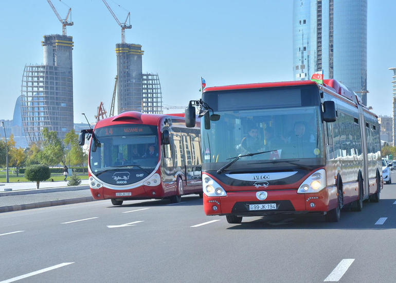 Bakıda ilk elektrik mühərrikli avtobus xəttə buraxıldı