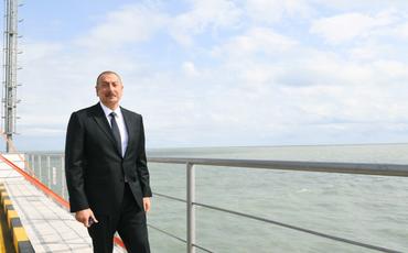 Prezident İlham Əliyev Sumqayıt Elektrik Stansiyasının yeni estakada nasos stansiyasının açılışında iştirak edib