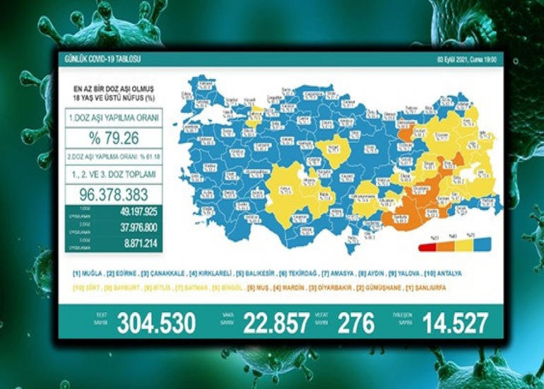Türkiyədə bu gün koronavirusdan 276 nəfər ölüb