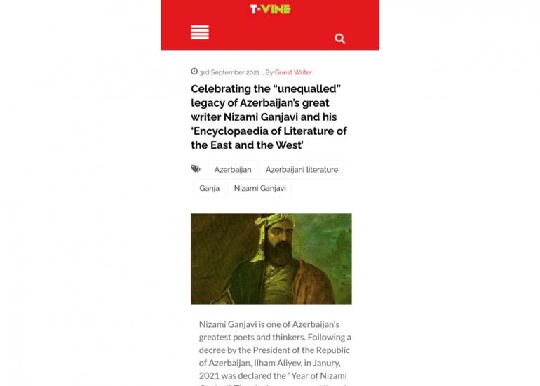 Azərbaycanlı jurnalistlərin Nizami Gəncəvi haqqında məqaləsi İngiltərə mediasında