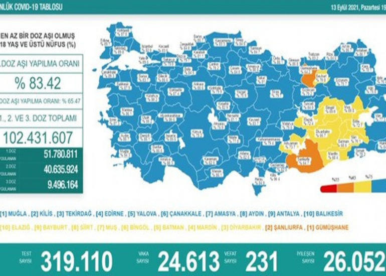Türkiyədə bu gün koronavirusdan 231 nəfər ölüb