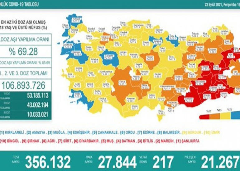 Türkiyədə bu gün koronavirusdan 217 nəfər ölüb