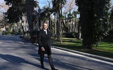 Prezident Hacı Zeynalabdin Tağıyevin abidəsinin açılışında iştirak edib