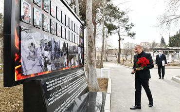 Prezident İlham Əliyev Gəncə Memorial Kompleksinin təməlini qoyub