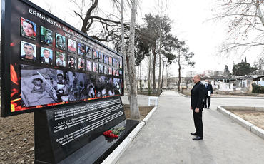Prezident İlham Əliyev Gəncə Memorial Kompleksinin təməlini qoyub