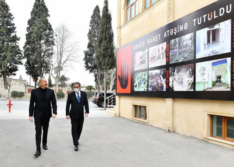 Prezident İlham Əliyev Gəncə Memorial Kompleksinin təməlini qoyub