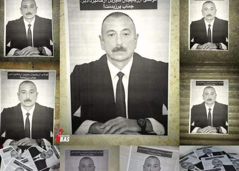 Güney Azərbaycanın bütün şəhərlərində İlham Əliyevin bu fotosu yayılır