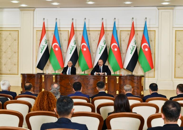 Azərbaycan və İraq prezidentləri mətbuata bəyanatlarla çıxış ediblər