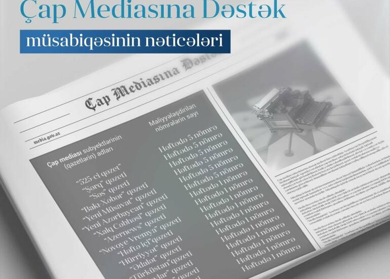 Çap mediası subyektlərinə dəstək layihəsi çərçivəsində elan edilmiş müsabiqənin nəticələri açıqlandı
