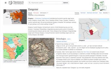“Wikipediya”da özbək dilində Zəngəzur adlı bölmə istifadəyə verilib