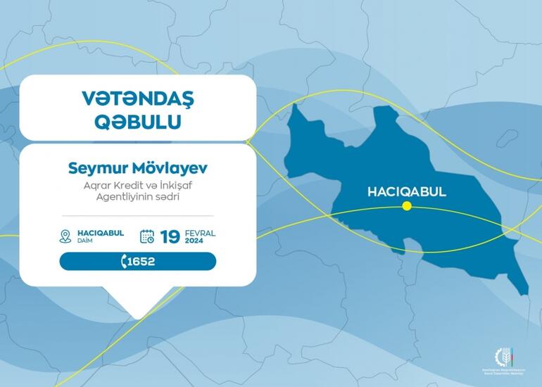 Aqrar Kredit və İnkişaf Agentliyinin sədri Hacıqabulda vətəndaşları qəbul edəcək
