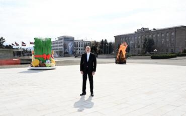Prezident Xankəndidə Novruz tonqalını alovlandırdı