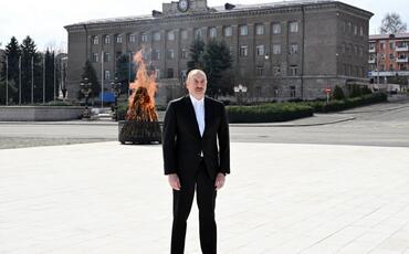 Prezident Xankəndidə Novruz tonqalını alovlandırdı
