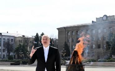 Prezident Xankəndidə Novruz tonqalını alovlandırdı