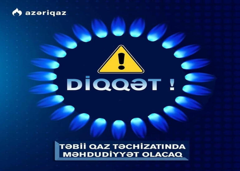 Bu gün Xudatda və Bakının 3 rayonunda qaz kəsiləcək