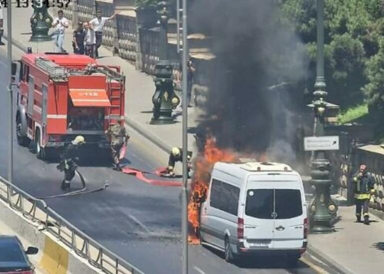 Bakıda mikroavtobusda yanğın baş verib - YENİLƏNİB