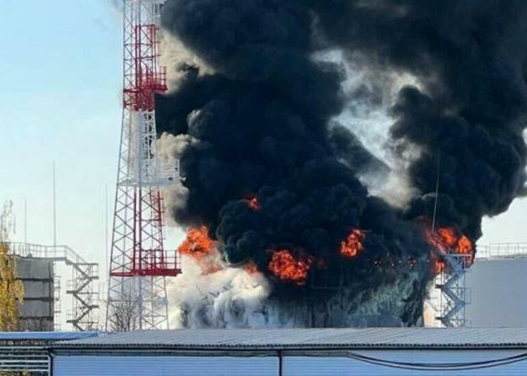 Rusiyanın 5 gündür yanan neft bazasına yenə hücum edildi