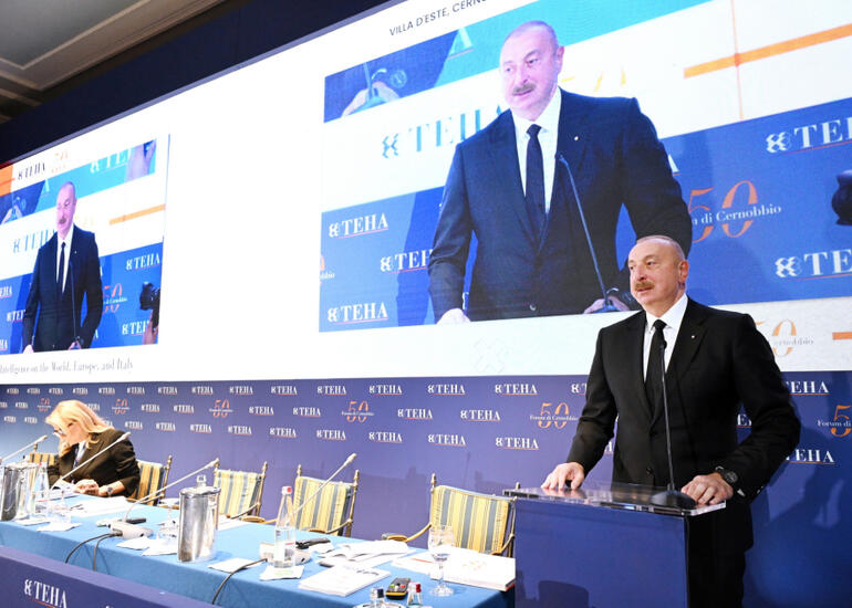 Prezident İtaliyada mühüm forumda çıxış etdi - Video